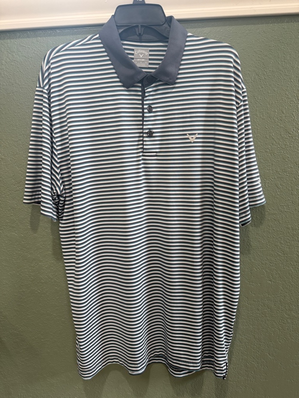 Callaway Gray and White Striped Polo